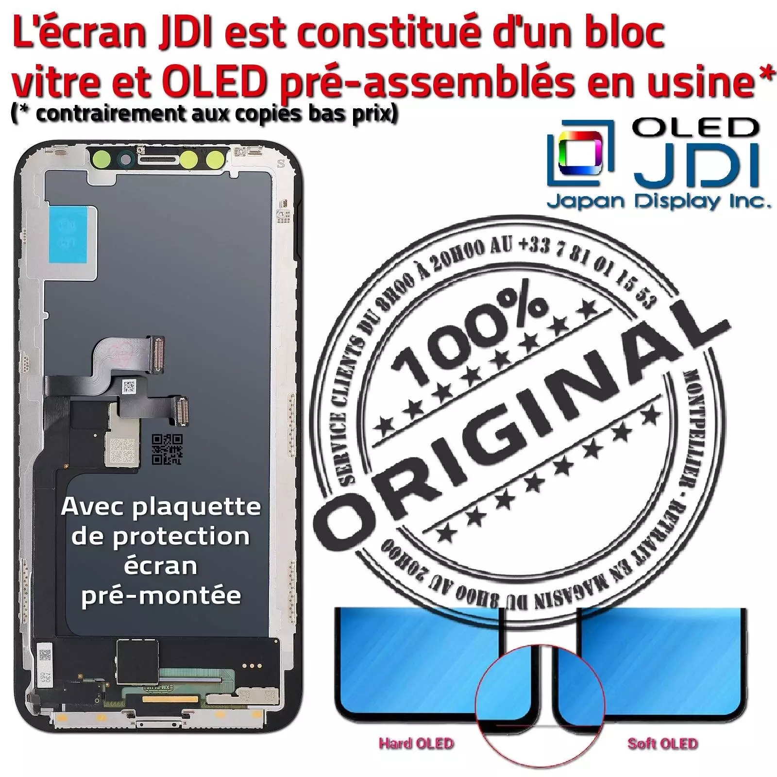 Écran Complet sur Châssis Verre Multi-Touch soft OLED Apple iPhone X ORIGINAL SmartPhone 3D Touch KIT Remplacement Oléophobe