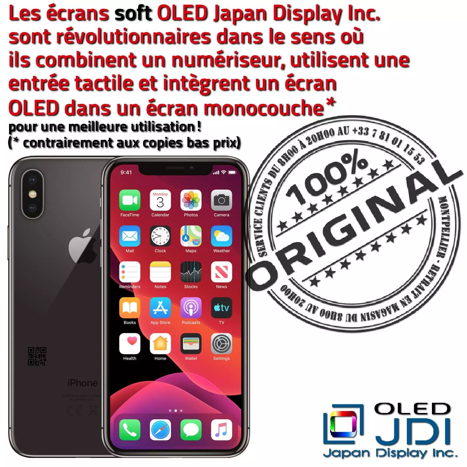 Remplacement Écran soft OLED Apple iPhone A1902 ORIGINAL Super Retina 5,8 inch