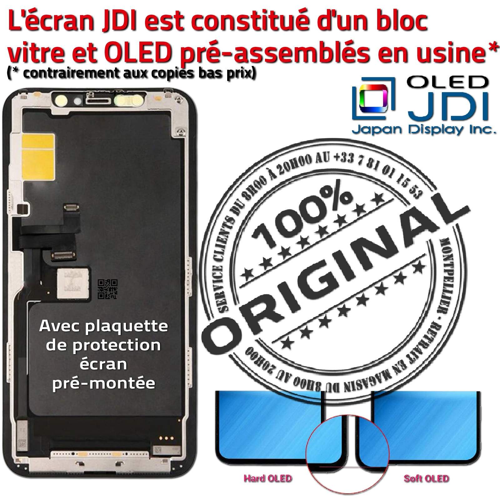 Super Retina 5,8 in iPhone 11 PRO A2217 soft OLED ORIGINAL KIT Remplacement SmartPhone Vitre Touch Écran Complet Assemblé Châssi