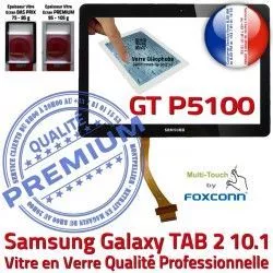 Qualité aux Tactile Samsung Noire TAB-2 in Noir Ecran P5100 GT-P5100 Supérieure Galaxy Verre Chocs 10.1 PREMIUM Vitre Résistante en