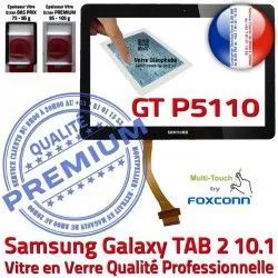 Verre Tactile GT Noire Noir N Samsung 10.1 PREMIUM Résistante GT-P5110 Vitre aux Chocs Qualité Supérieure Galaxy P5110 TAB 2 en TAB-2 Ecran