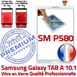 SM-P580 TAB A Qualité PREMIUM aux 10.1 en Tactile TAB-A Vitre Blanc Ecran B Galaxy Samsung in Supérieure Chocs Résistante Verre Blanche