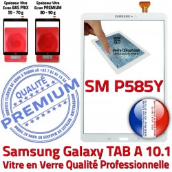 PREMIUM P585Y TAB Galaxy en Supérieure Vitre SM-P585Y Tactile SM Ecran Chocs A Blanche Verre aux B TAB-A Samsung 10.1 Blanc Qualité Résistante