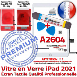 PREMIUM Bouton KIT iPad Outils Tactile Oléophobe Qualité Blanche A2604 PACK Verre 2021 HOME B Precollé Vitre Réparation Nappe Adhésif