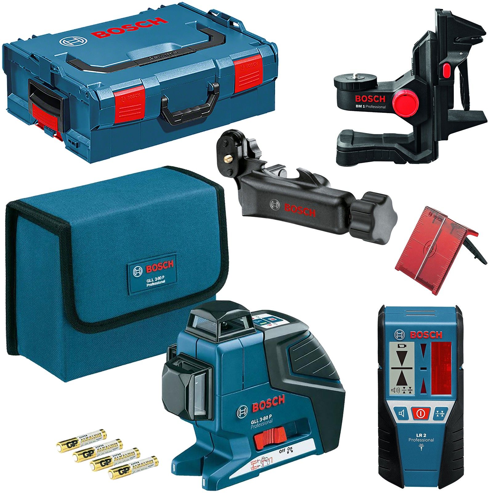 Bosch Professional Niveau laser GLL 3-50 (laser rouge, intérieur, portée :  10 m, 4 piles AA, support rotatif, support BM1, L-BOXX) Bleu