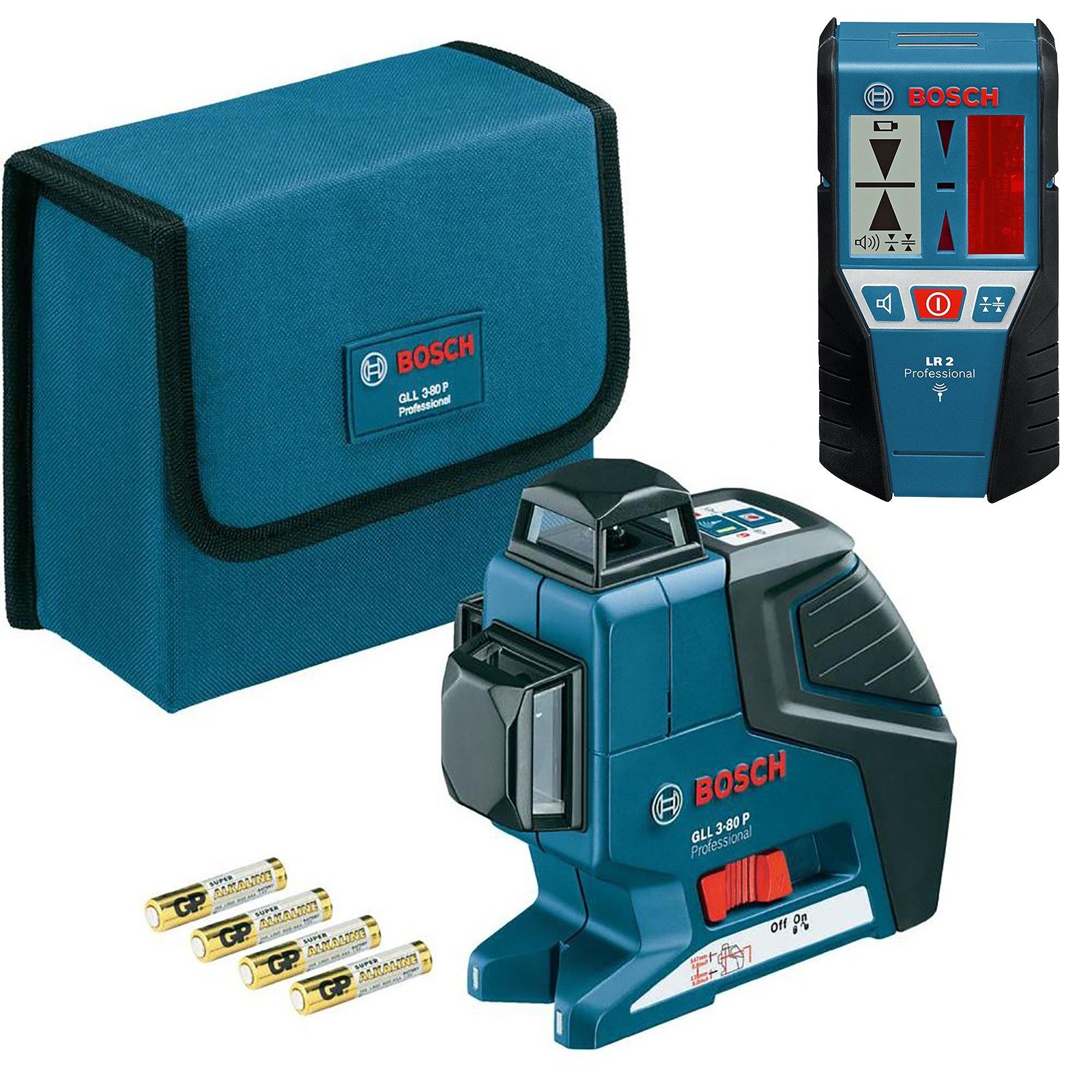 Laser Bosch Professional GLL 3-80 P (0 601 063 30A) + LR 2 (0 601 069 100)  + support BM 1 (0 601 015 A01) L-BOXX (1 600 A00 1RR)
