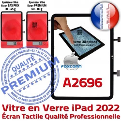 iPad Tablette 2022 Professionnelle Monté Dorée A2696 Oléophobe Tactile Adhésif Réparation Nappe Écran Vitre Qualité Noir Verre