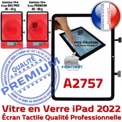 Réparation Professionnelle Qualité Tactile Nappe 2022 Dorée Noir A2757 Oléophobe Monté Verre Tablette Écran Vitre iPad Adhésif