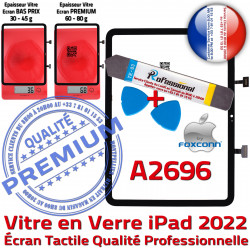 Noir Ecran 2022 iPad Tablette Vitre Oléophobe Qualité Adhésif PACK Tactile KIT A2696 Professionnelle Réparation Verre Monté