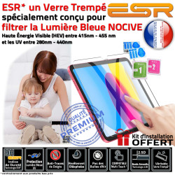 iPad ESR UV H Chocs AIR Bleue Filtre Anti-Rayures Lumière Apple Multi-Touch Trempé A2904 Oléophobe Verre Vitre Protection Ecran