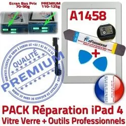 Precollé Adhésif Oléophobe Vitre Tactile iPad4 Verre PACK 4 Réparation Blanche KIT iPad Qualité A1458 PREMIUM B Outils Démontage Bouton HOME