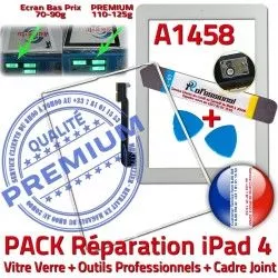 Réparation iLAME Joint Adhésif PREMIUM iPad4 Outils B Tactile Apple Blanche A1458 HOME Precollé Tablette Cadre Verre iPad PACK 4 Vitre Bouton