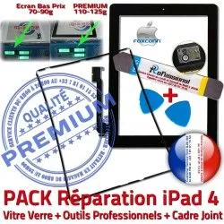 Precollé Cadre iLAME Réparation PACK iPad Bouton Adhésif Chassis HOME Joint PREMIUM Tactile Verre KIT Outils N Noire Tablette Apple iPad4 Vitre 4