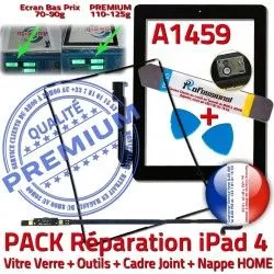 iLAME A1459 Bouton Cadre Outils HOME N Joint Noire Tactile Verre Apple Réparation PACK Vitre Nappe Precollé iPad4 Tablette Adhésif KIT