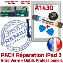 Démontage PACK Qualité A1430 Verre B iPad Outils Precollé PREMIUM Tactile Vitre Adhésif HOME Réparation Oléophobe 3 KIT Blanche Bouton iPad3