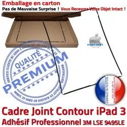 Châssis 3 Vitre iPad Contour Tablette ABS N Adhésif Plastique Réparation Joint Autocollant Noir Ecran Tactile Cadre Apple Precollé