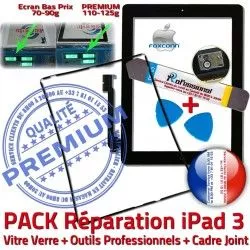 iPad3 Cadre Tablette Noire PACK 3 iPad Réparation Vitre HOME Adhésif Outils Verre Chassis Apple Tactile Joint N PREMIUM iLAME KIT Precollé Bouton