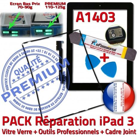 PACK iPad 3 A1403 iLAME Joint N Tactile Precollé Verre Adhésif Apple HOME Noire Tablette Chassis iPad3 Vitre Réparation Bouton KIT Cadre Outils