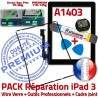 PACK iPad 3 A1403 iLAME Joint N Tactile Precollé Verre Adhésif Apple HOME Noire Tablette Chassis iPad3 Vitre Réparation Bouton KIT Cadre Outils