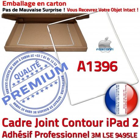 Joint Plastique iPad 2 A1396 B Réparation Blanc Contour Châssis Cadre Adhésif Ecran Tactile Apple Autocollant Tablette Vitre ABS