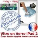 iPad2 Apple A1395 A1396 A1397 PB Ecran 2 Adhésif Verre Vitre Blanc Qualité iPad Bouton Fixation Precollé HOME Nappe PREMIUM Oléophobe Caméra Tactile Remplacement