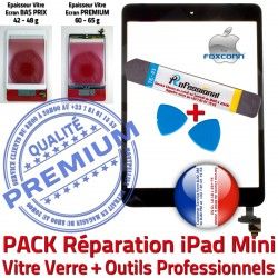 Tablette PACK Bouton Mini Vitre Démontage Qualité PREMIUM MINI1 Réparation Nappe Precollé 1 Outil KIT HOME Verre Noire Adhésif Apple Tactile Noir iPad