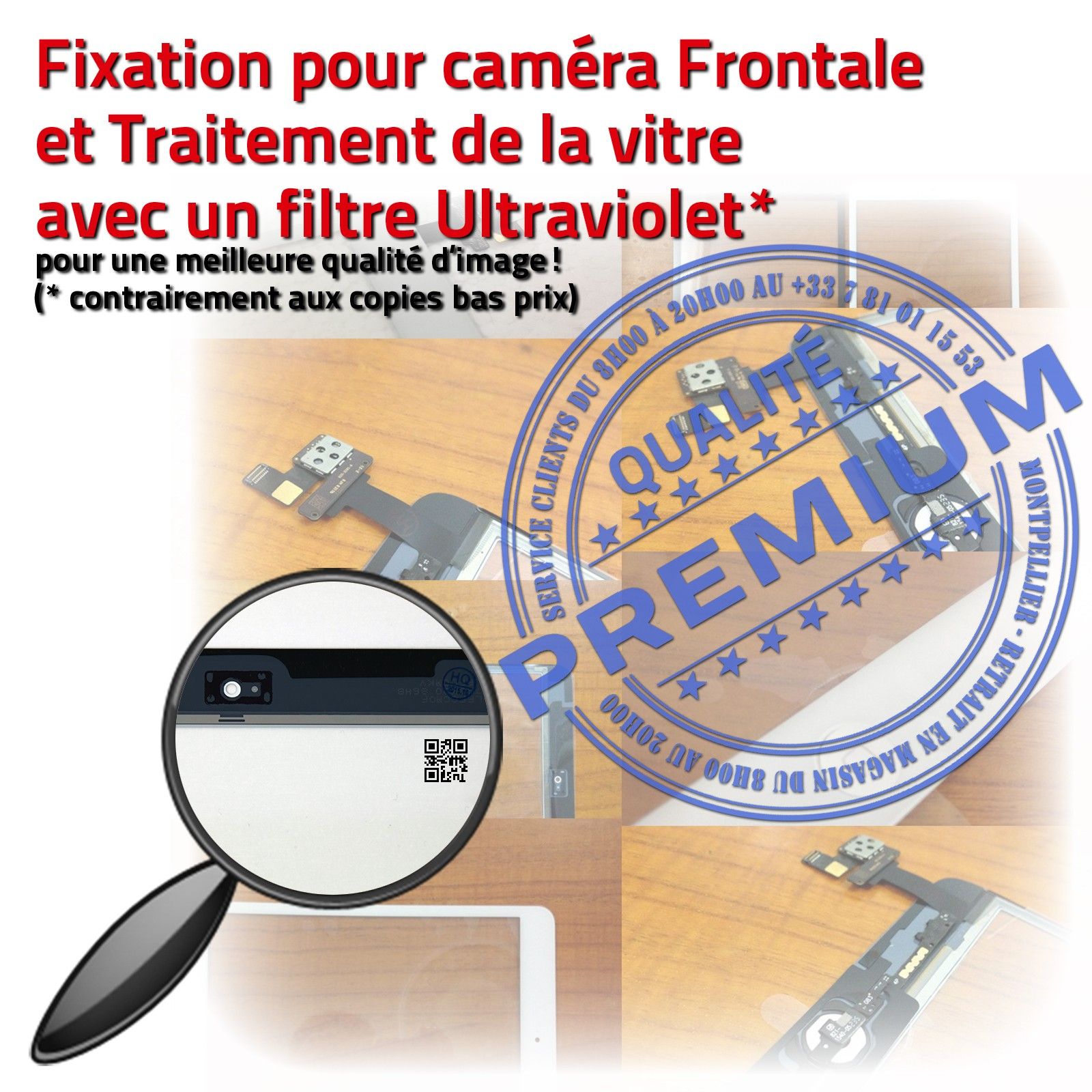 KIT Réparation iPad MINI A1455 Vitre Tactile Blanche Verre PREMIUM Complet Qualité Adhésif Nappe IC Bouton HOME Outils Tablette