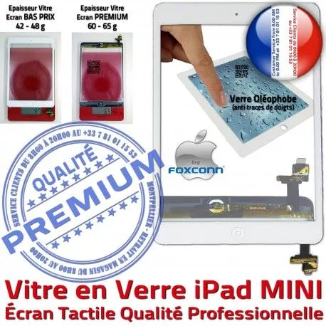 iPadMINI A1432 A1454 A1455 Blanc Réparation Filtre Adhésif Monté Ecran Vitre Caméra Bouton Home Verre Tactile Nappe Oléophobe iPad Tablette MINI Fixation