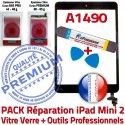 KIT Réparation iPad MINI A1490 Vitre Tactile Noire Verre PREMIUM Qualité Adhésif Precollé Nappe IC Bouton HOME Outils Tablette