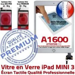 Filtre Monté Oléophobe Adhésif Vitre iPad Mini3 Nappe Verre Réparation Home Ecran Tablette Blanc Fixation Tactile Caméra A1600 Bouton