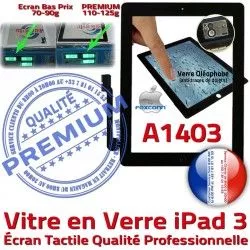 Vitre Fixation Bouton Precollé Caméra PREMIUM Verre iPad3 iPad Noir A1403 Remplacement Ecran Tactile Apple Adhésif Qualité HOME 3 Oléophobe