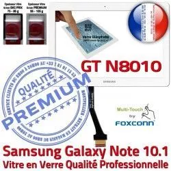 LCD Supérieure GT-N8010 en Prémonté Blanche 10.1 Verre Ecran NOTE Adhésif Galaxy Samsung Assemblée N8010 GT PREMIUM B Qualité Tactile Vitre