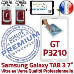 en Ecran Tactile Assemblée B Qualité Verre Prémonté Vitre GT-P3210 Tab3 Blanche 7 Adhésif LCD TAB3 Galaxy PREMIUM Supérieure Samsung