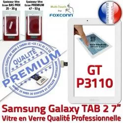 Qualité Ecran Adhésif Galaxy Samsung Supérieure TAB2 LCD P3110 inch 2 7 Vitre Blanc Prémonté GT-P3110 Blanche TAB GT Tactile Assemblée Verre PREMIUM