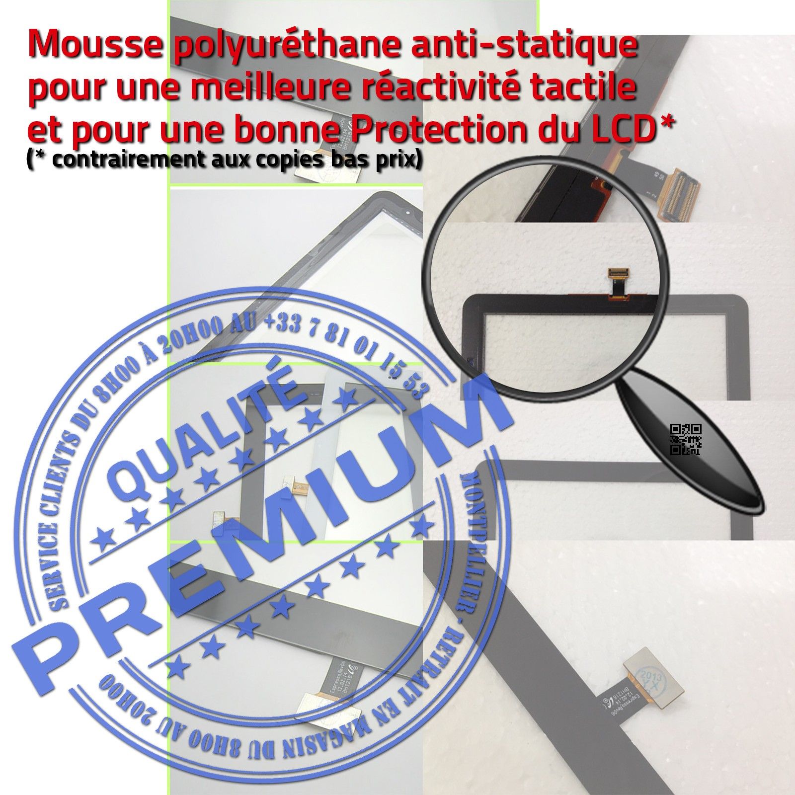 Samsung GT P3100 Galaxy TAB2 7 Vitre Tactile Noire en Verre Qualité Supérieure PREMIUM Assemblée Adhésif LCD Ecran Prémonté