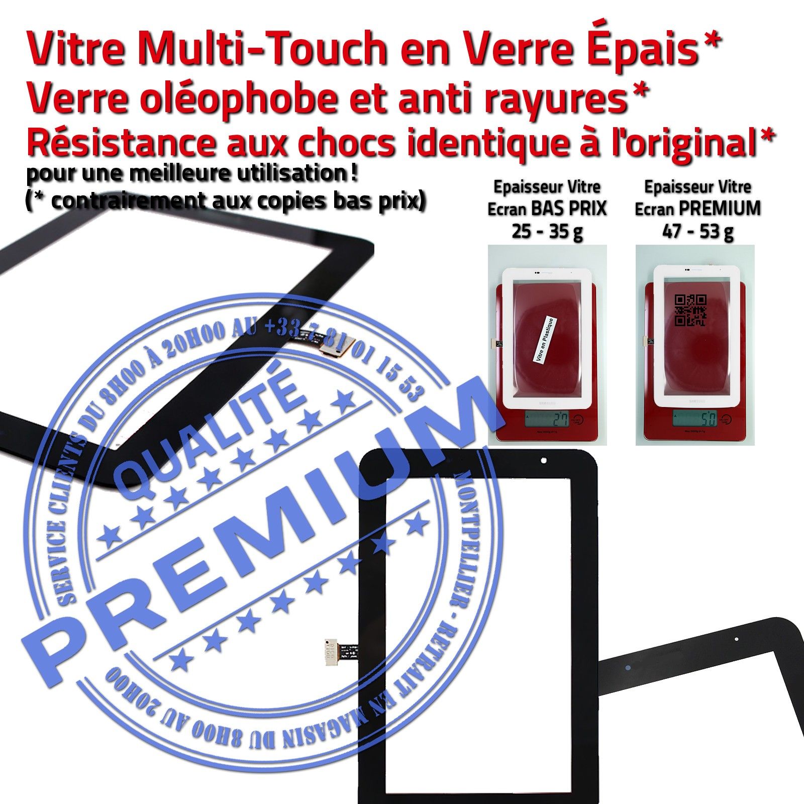 PACK Adhésif Prémonté Precollé Réparation Remplacement Qualité PREMIUM Protection Film Tablette TAB 2 Galaxy P3110 GT-3110 GT-P3110 Samsung TAB2 3110 Changer Vitre Tactile Noire Verre Assemblée Changement Écran Complet Noir Installer Démontage Installatio