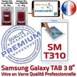 à SM-T310 Ecran Samsung Coller TAB Supérieure en TAB3 Vitre Galaxy T310 3 Assemblée Blanche B inch PREMIUM Prémonté SM Tactile 8 Qualité Verre