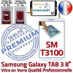 Galaxy 3 Qualité Tactile Assemblée Prémonté en à Supérieure Ecran SM Vitre 8 T3100 PREMIUM TAB Verre Samsung SM-T3100 TAB3 Coller B inch Blanche