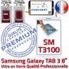 Samsung Galaxy SM-T3100 TAB3 B PREMIUM Blanche Vitre Tactile Prémonté Verre Coller Ecran en Qualité à Supérieure 8 Assemblée inch