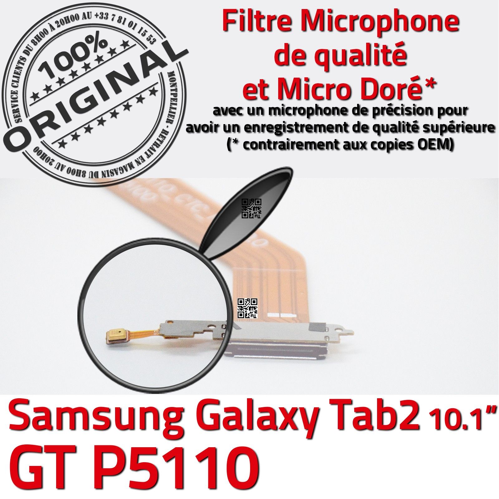 ORIGINAL TAB 2 GT P5110 Port USB Connecteur de Charge Nappe Microphone Chargeur