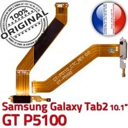 Chargeur GT-P5100 USB 2 Charge Réparation Dorés Galaxy TAB Contacts Qualité MicroUSB P5100 GT Samsung Connecteur ORIGINAL TAB2 Nappe de Micro OFFICIELLE