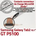 GT-P5100 Micro USB TAB2 Charge TAB Qualité Nappe Dorés Samsung de 2 Chargeur P5100 GT Contacts Galaxy Connecteur OFFICIELLE ORIGINAL Réparation MicroUSB