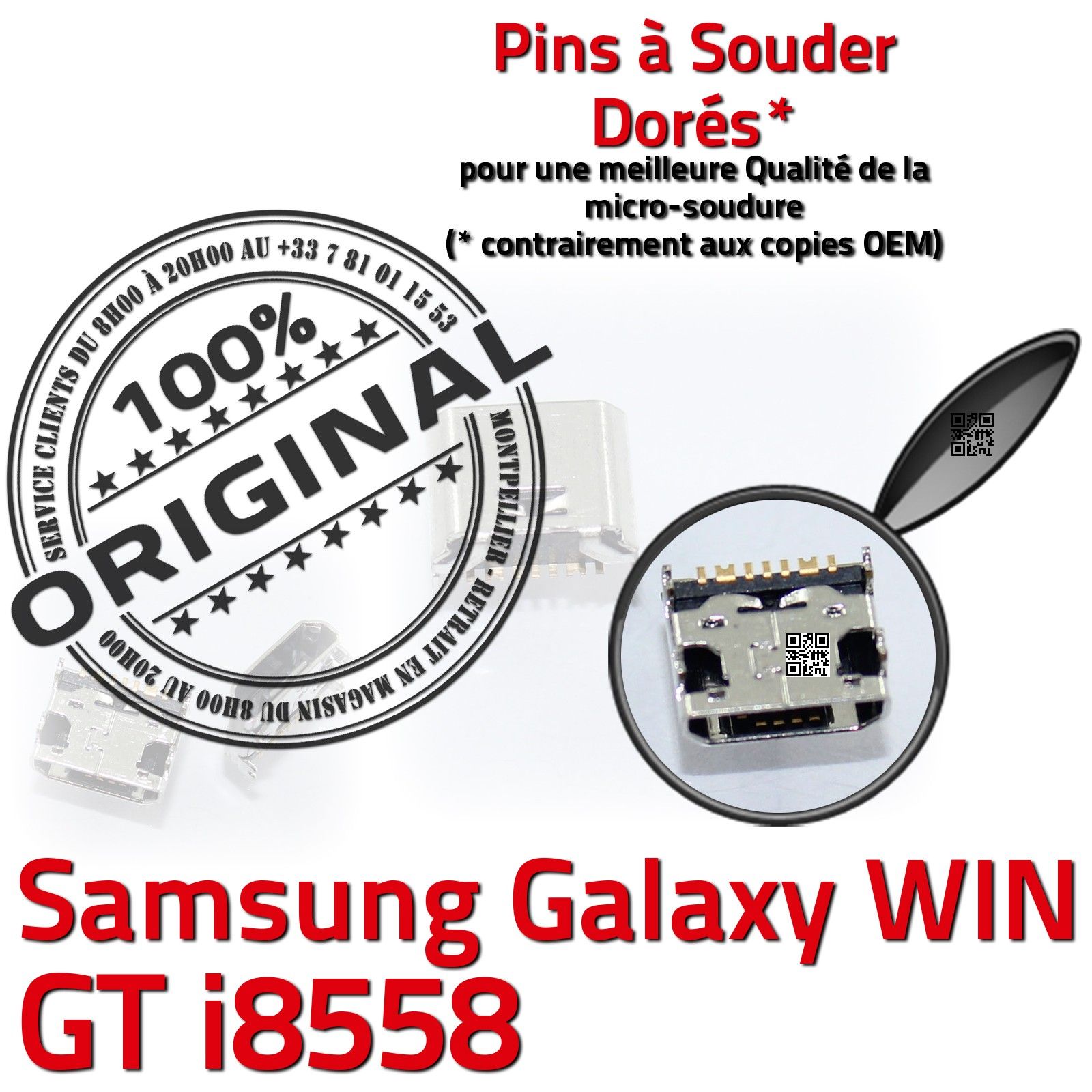 ORIGINAL Samsung Galaxy Win GT i8558 Connecteur charge à souder Micro USB Prise