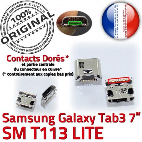 Samsung Galaxy Tab3 SM-T113 USB à souder Pins de MicroUSB Dock ORIGINAL Prise SLOT TAB3 Dorés charge Chargeur Connector Qualité Fiche