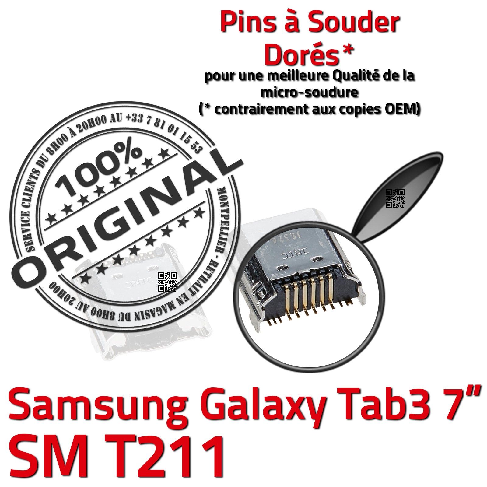 ORIGINAL Samsung Galaxy TAB 3 SM T211 Connecteur de charge à souder Micro USB