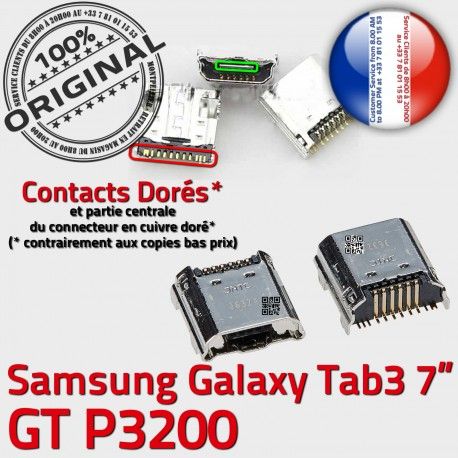 Samsung Galaxy Tab3 GT-P3200 USB ORIGINAL charge Fiche Chargeur souder MicroUSB Qualité Pins de Dock TAB3 Prise Connector à Dorés SLOT