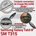 Samsung Galaxy TAB 3 SM-T315 Ch Nappe Dorés OFFICIELLE Qualité ORIGINAL Chargeur TAB3 Connecteur Charge de Contacts Réparation MicroUSB