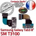 Samsung Galaxy SM-T3100 TAB3 Ch T3100 SM Connecteur OFFICIELLE Contacts ORIGINAL MicroUSB Dorés Charge Nappe Chargeur 3 Qualité TAB de Réparation
