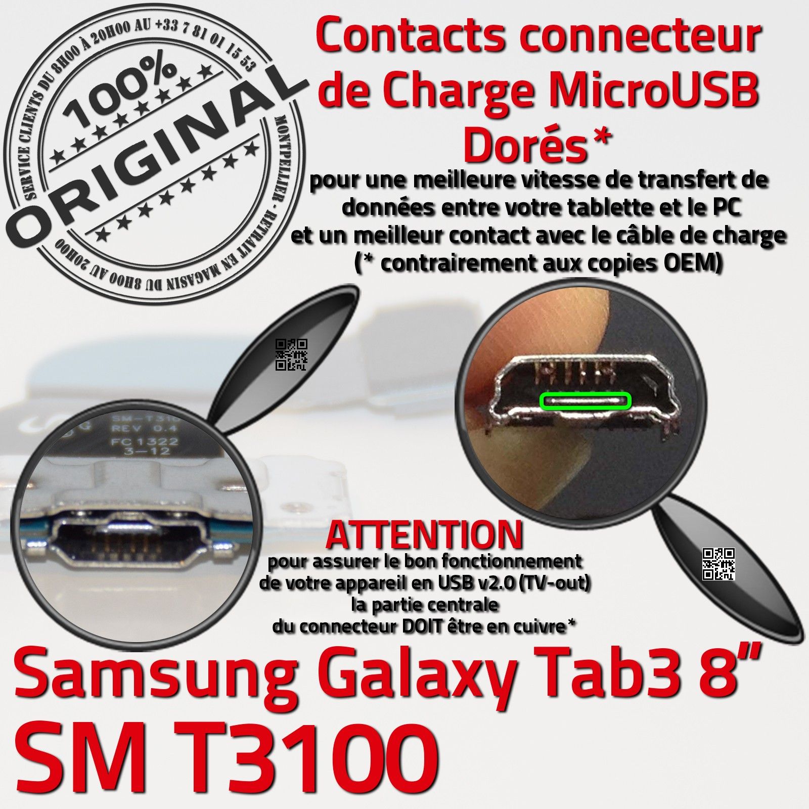 Réparation Micro-USB TAB 3 SM T3100 Remplacement Nappe OFFICIELLE de Charge Cable Jack Flex Changement Port Micro USB Connecteur d'Origine Microphone Tablette Qualité Synchronisation PC TAB3 SM-T3100 Prise Chargeur Carte Mère Démontage SAMSUNG Galaxy