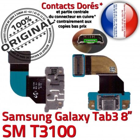 SM-T3100 Micro USB TAB3 Charge ORIGINAL de Samsung Connecteur MicroUSB TAB Contacts 3 OFFICIELLE Réparation T3100 Nappe Galaxy Dorés Qualité Chargeur SM